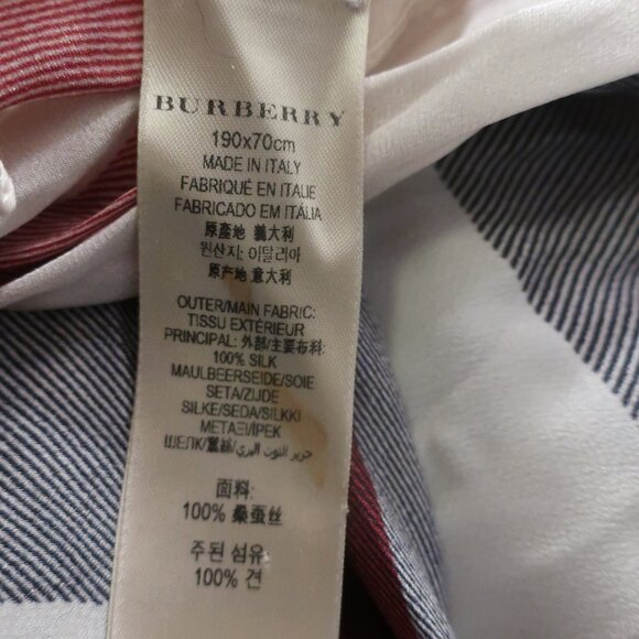 Womens Burberry Black Red White 100% Silk Check Print Design Rectangle Scarf - Picture 8 of 12